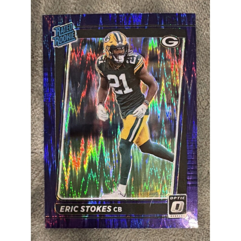2021 Panini Donruss Optic - Rated Rookie Eric Stokes #251 Purple Shock Prizm...